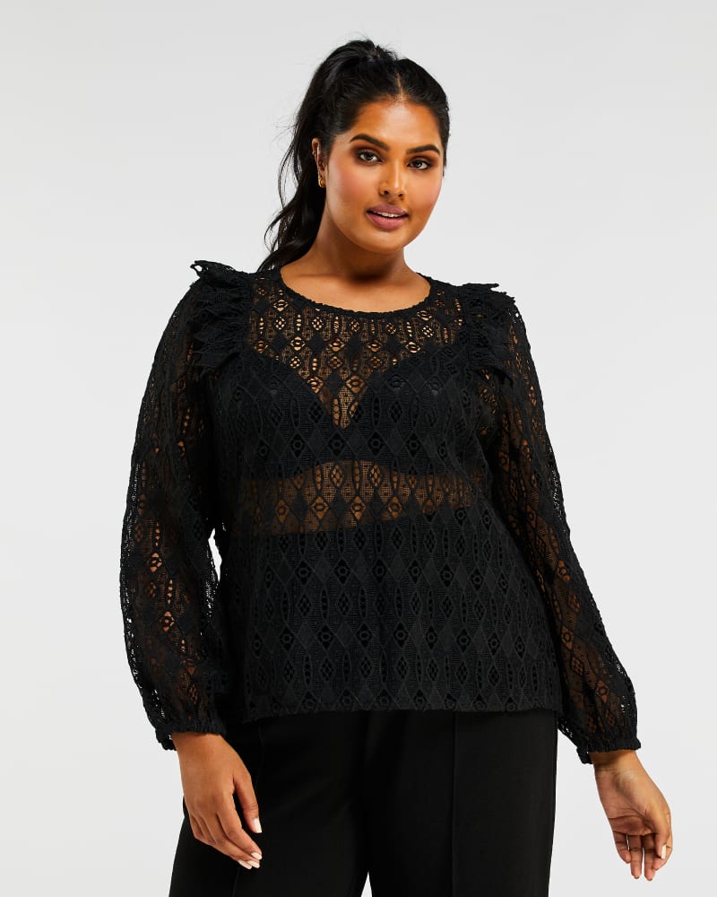 Plus Size Tia Lace Top | Black